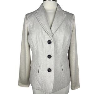 Talbots Wool Quilted Blazer Jacket Cream Tan NWT